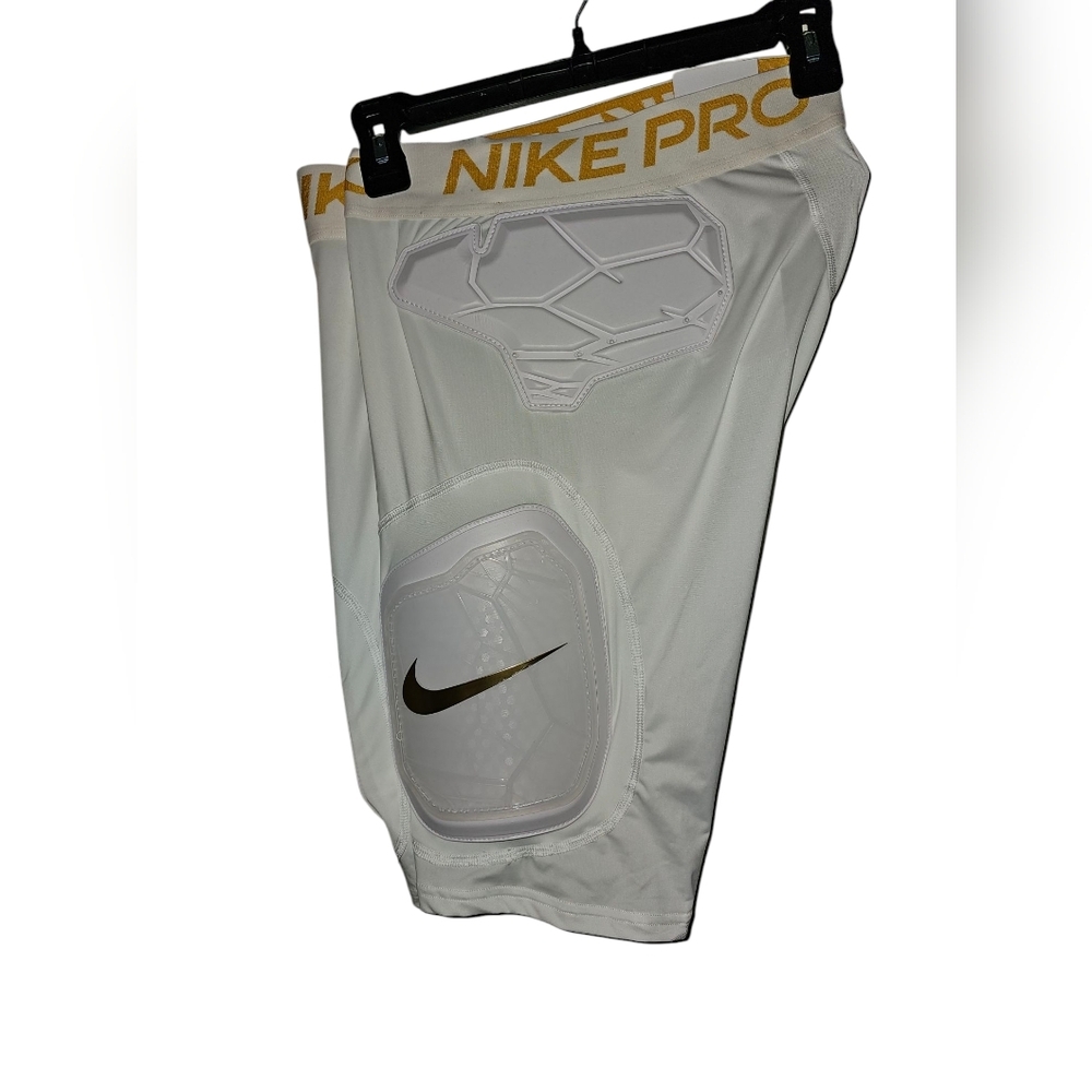 Nike Pro Hyperstrong Padded White Gold Football Girdle Shorts AQ2732-101 Size XL